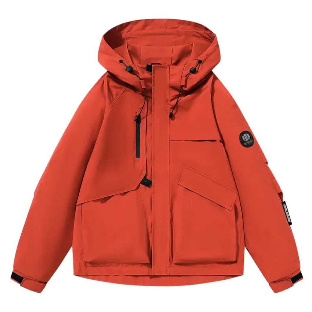 秋冬季2025新款户外多口袋工装防水保暖情侣休闲连帽防风夹克