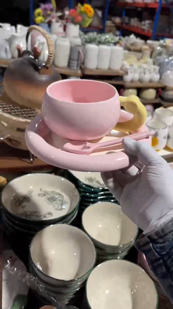 陶瓷粉色3件套微瑕 凑满20元包邮