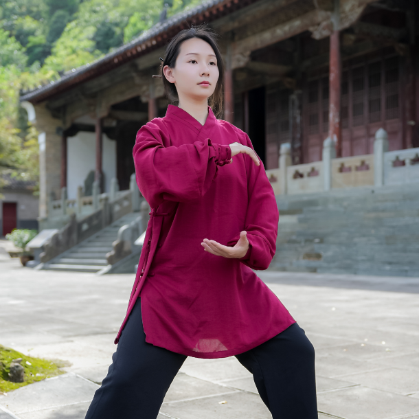 【斜领扣袖】武当棉麻春秋夏斜领扣袖太极服武术表演服太极拳服