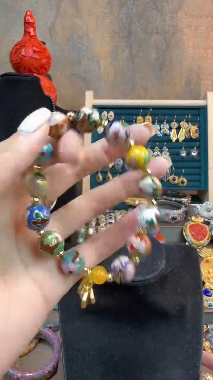 非遗手工景泰蓝手串1.2多宝色