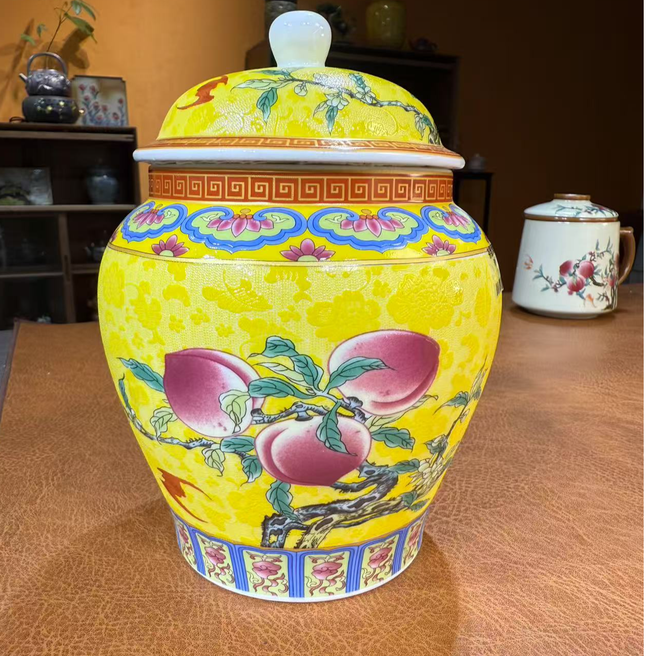 心名·茶器 福与天齐46号将军茶叶罐（桃）-黄-6176（直播专享）
