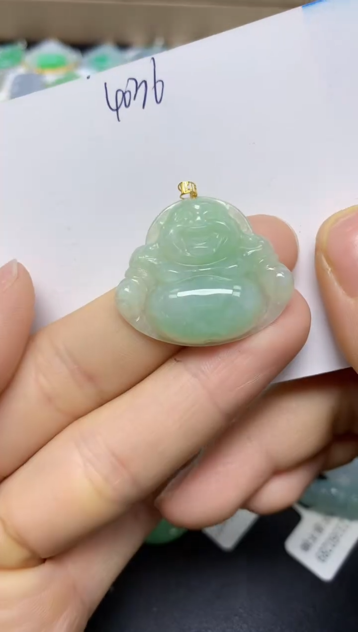 【闪购商品】翡翠挂件18K金镶嵌 天然翡翠A货