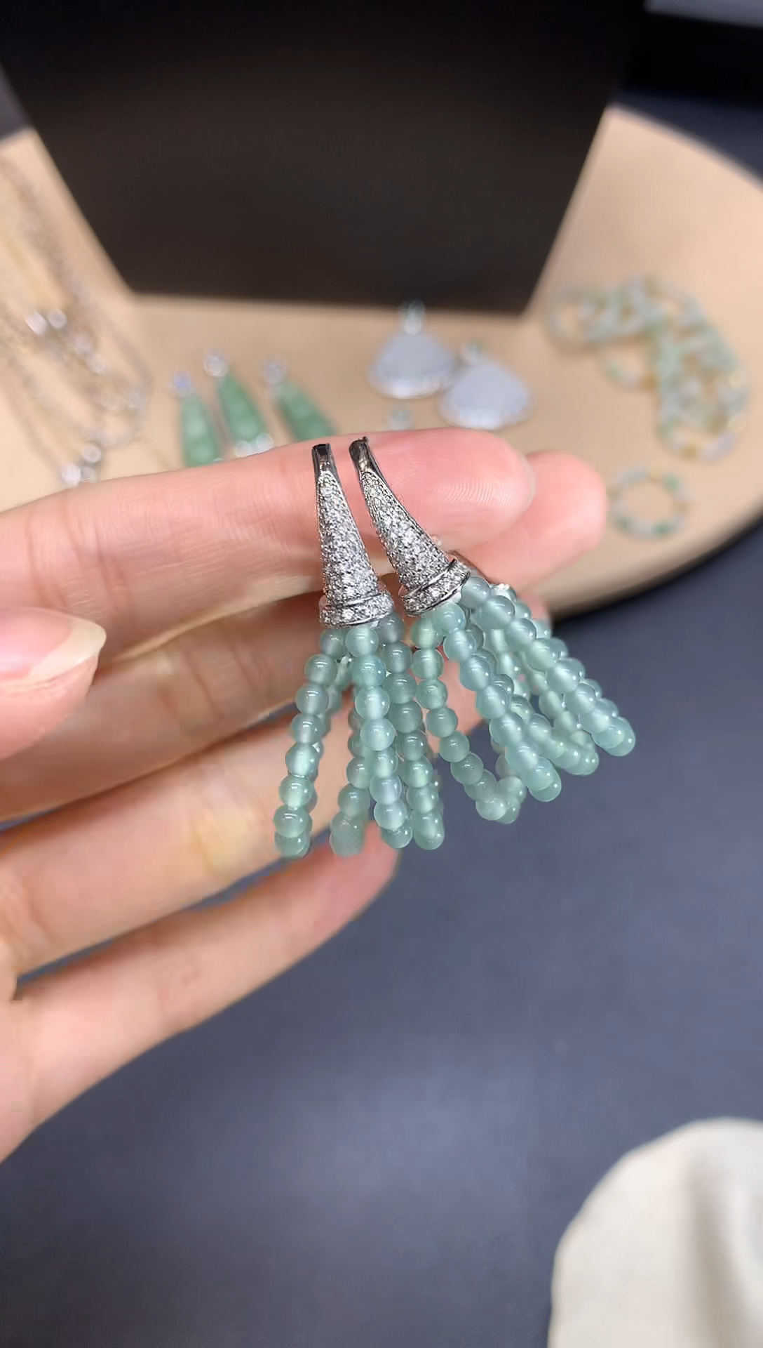 【闪购商品】翡翠耳饰银S925镶嵌珠子【多样性发其一】