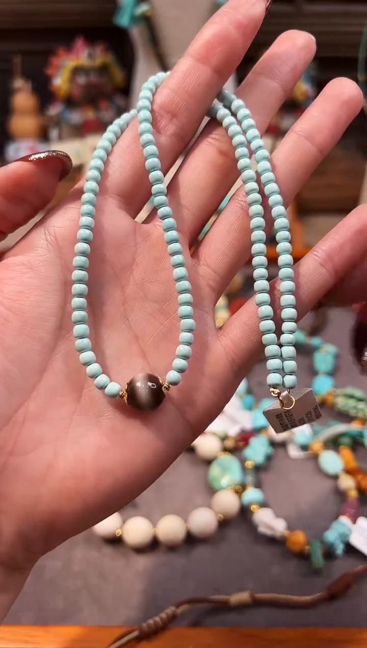 18K金镶嵌绿松石颈饰绿松石项链