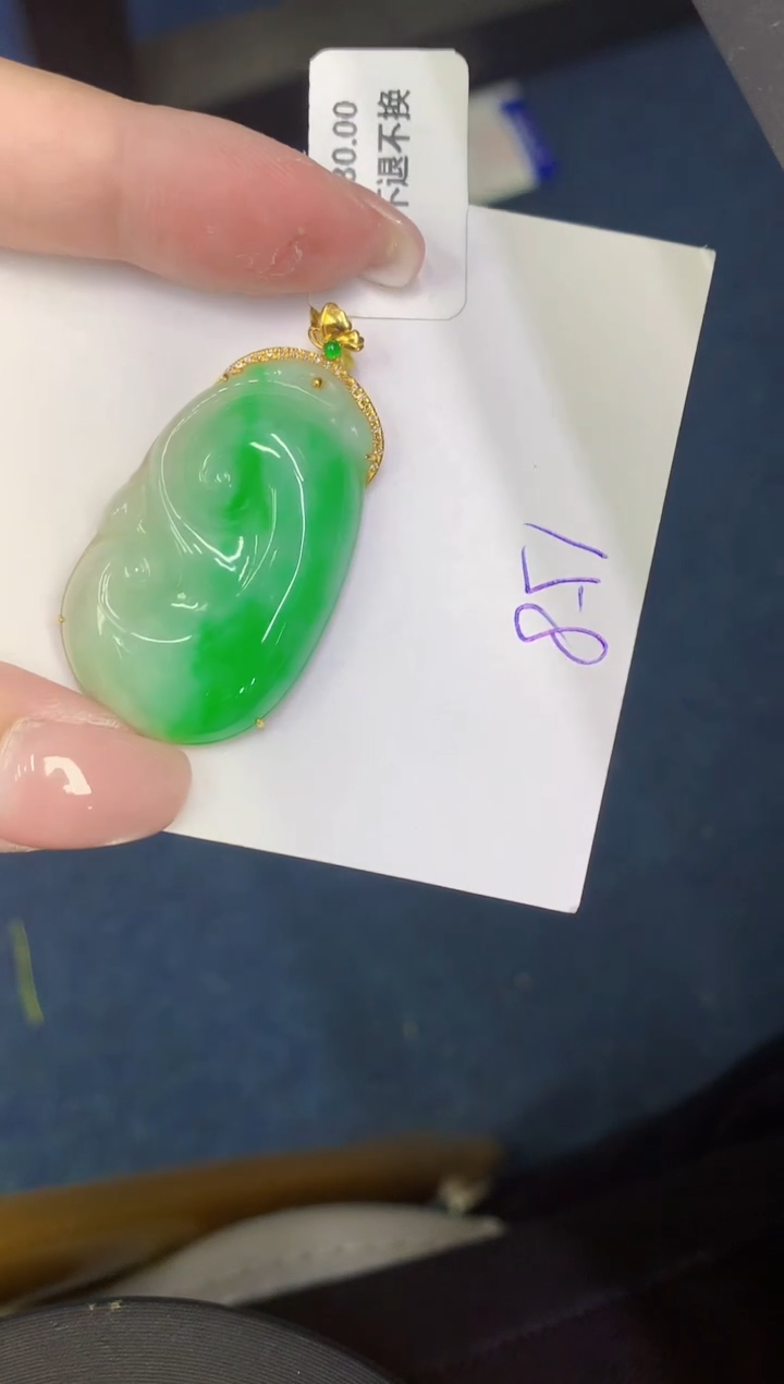 翡翠18K金镶嵌颈饰00000000000000