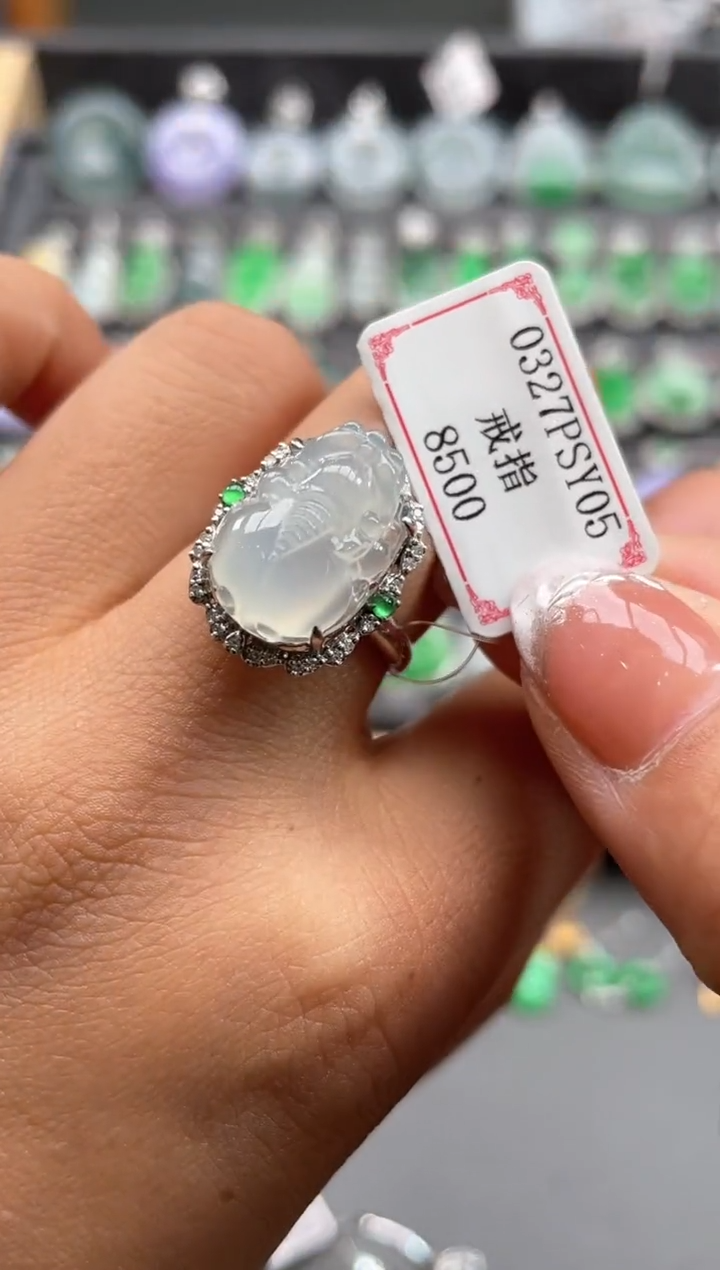 翡翠18K金镶嵌戒指0327PSY05