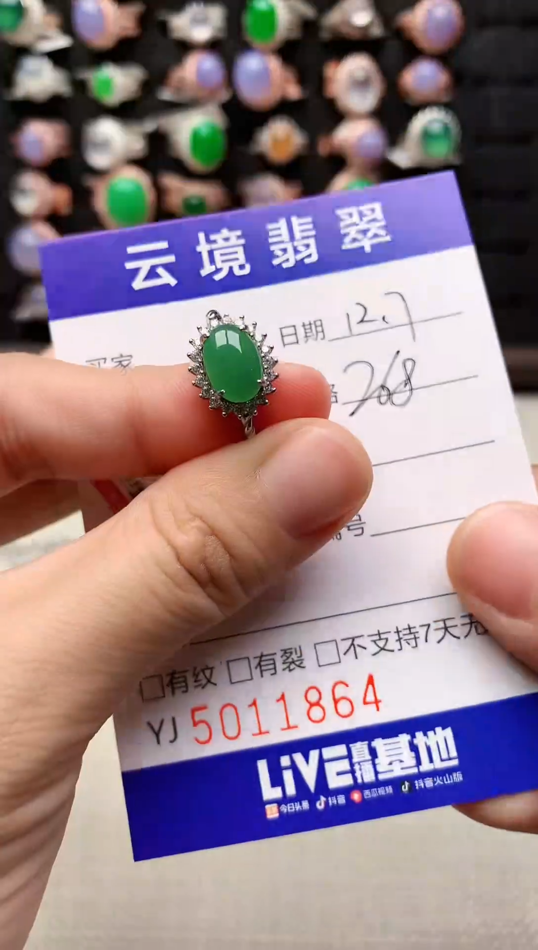 银S925镶嵌戒指翡翠1864