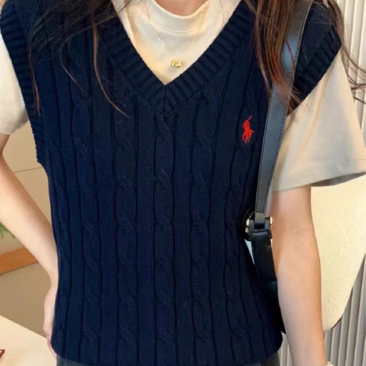 Ralph Lauren/拉夫劳伦绞花针织V领马甲 WW1234 