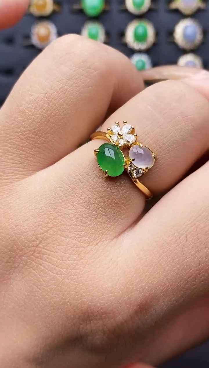 银S925镶嵌戒指翡翠3030