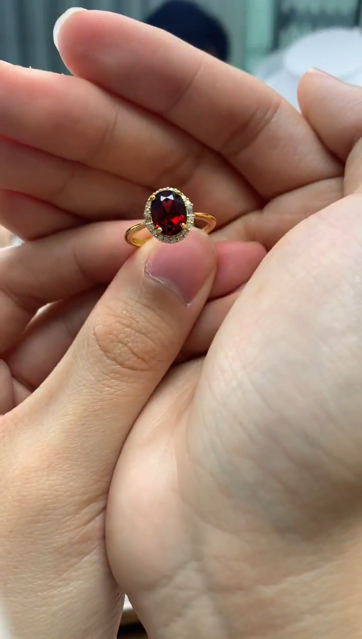 银S925镶嵌戒指石榴石J32-3