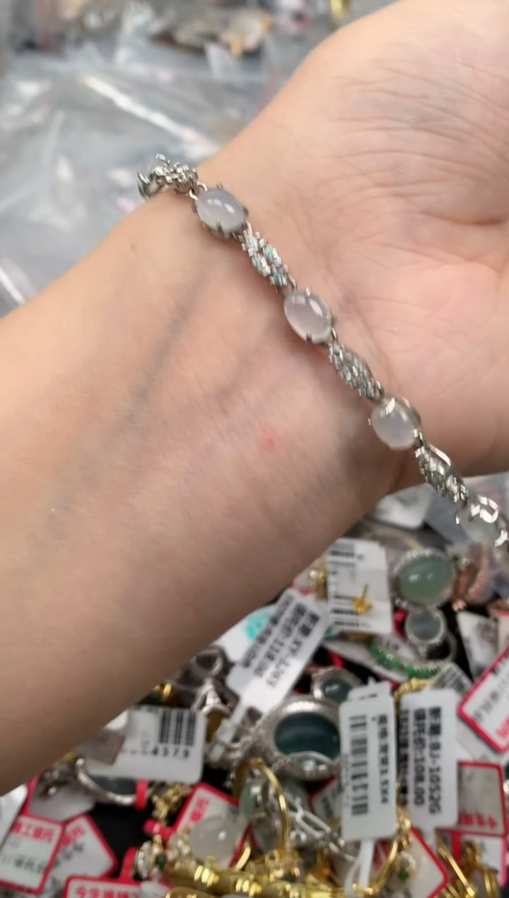 翡翠戒指银S925镶嵌天然A货缅甸翡翠