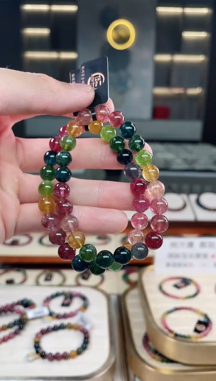 未镶嵌冰透体老矿碧玺色标单圈手串8mm+碧玺多样性发一条xion