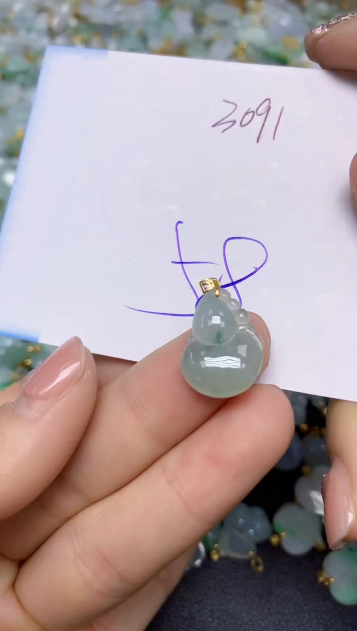 【闪购商品】翡翠挂件18K金镶嵌 天然翡翠A货