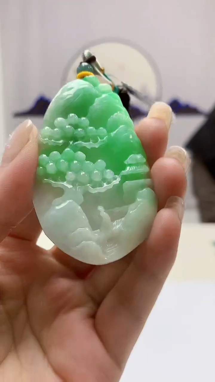 定制翡翠未镶嵌5145ms-毛货188山水