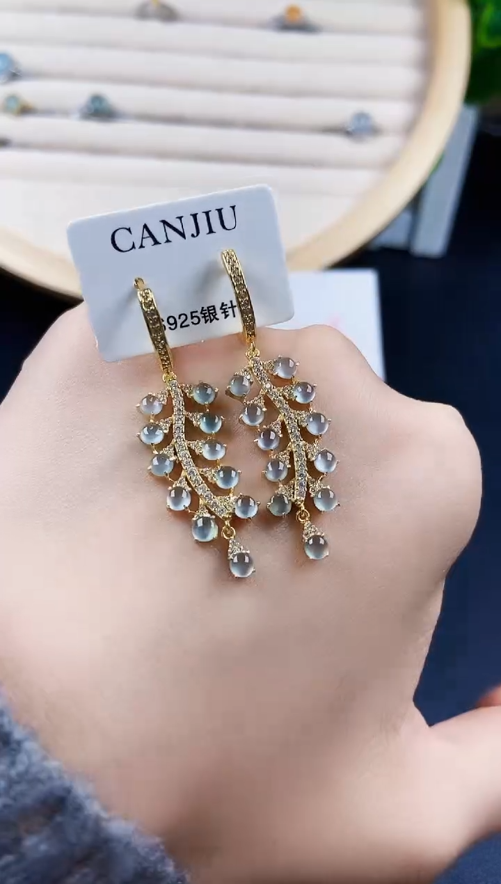 【闪购商品】翡翠耳饰银S925镶嵌120120120