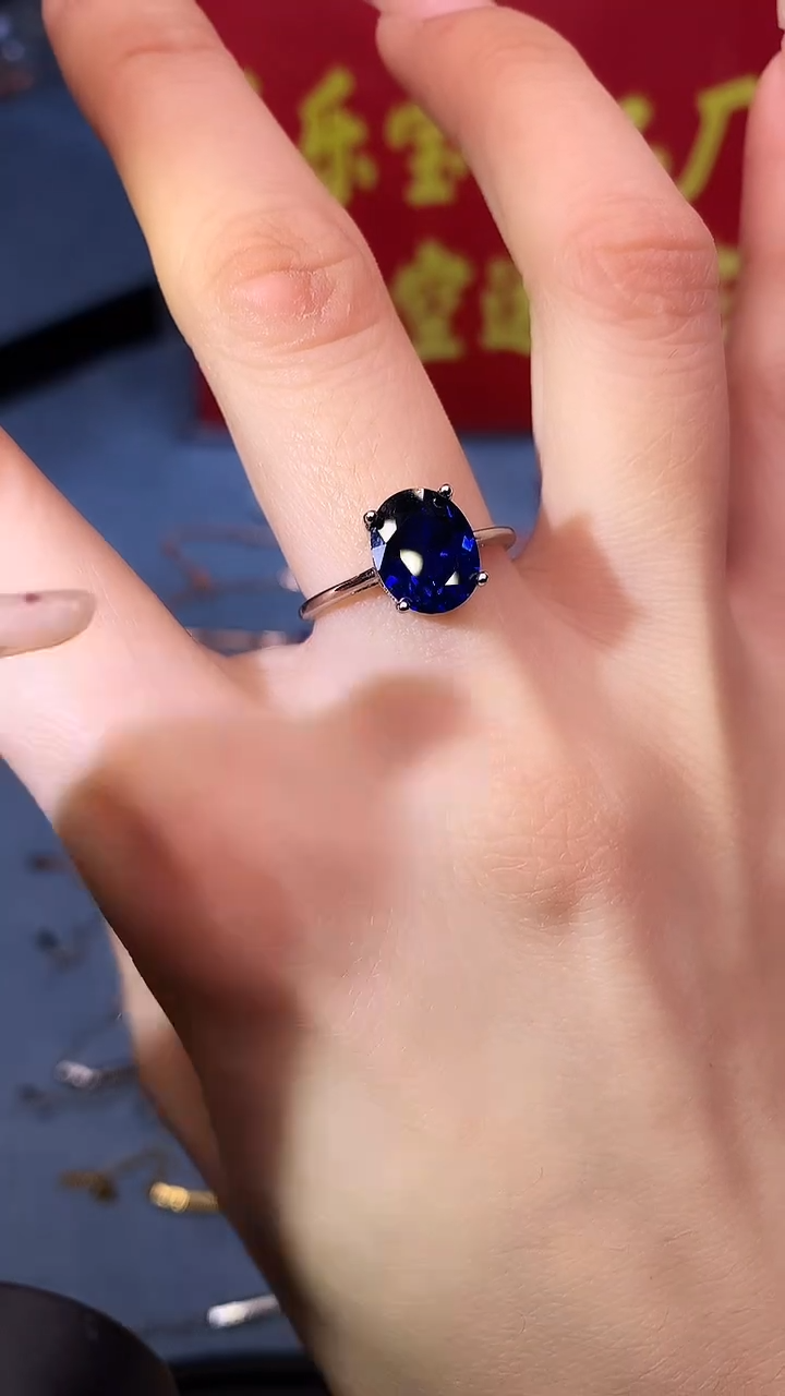 【闪购商品】蓝宝石戒指银S925镶嵌111111
