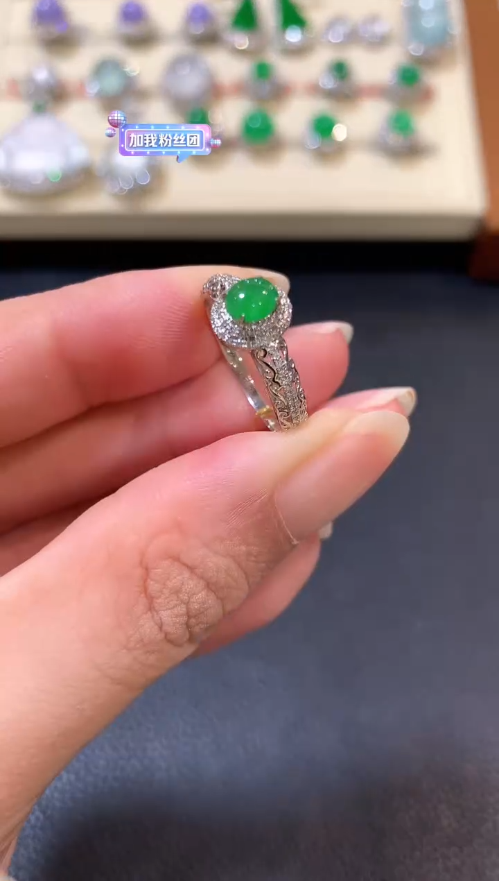 翡翠戒指18K金镶嵌b7   多样性一件发货