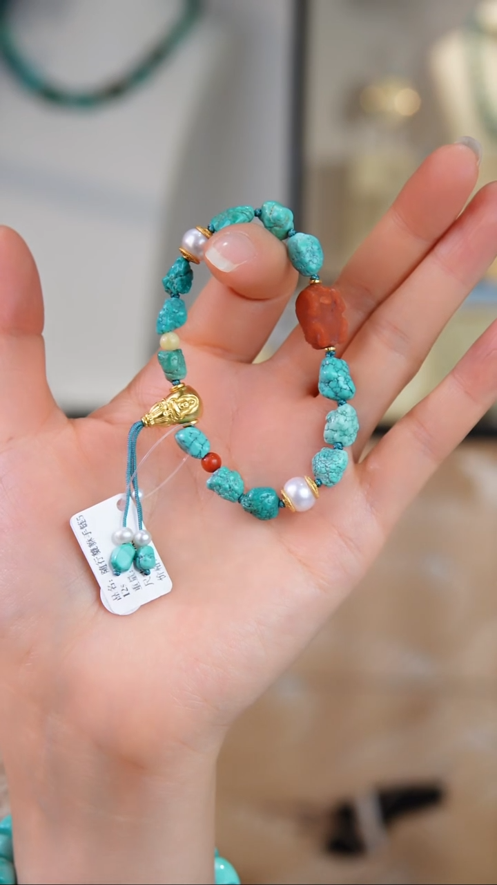 银S925镀金镶嵌绿松石手链多样性发货