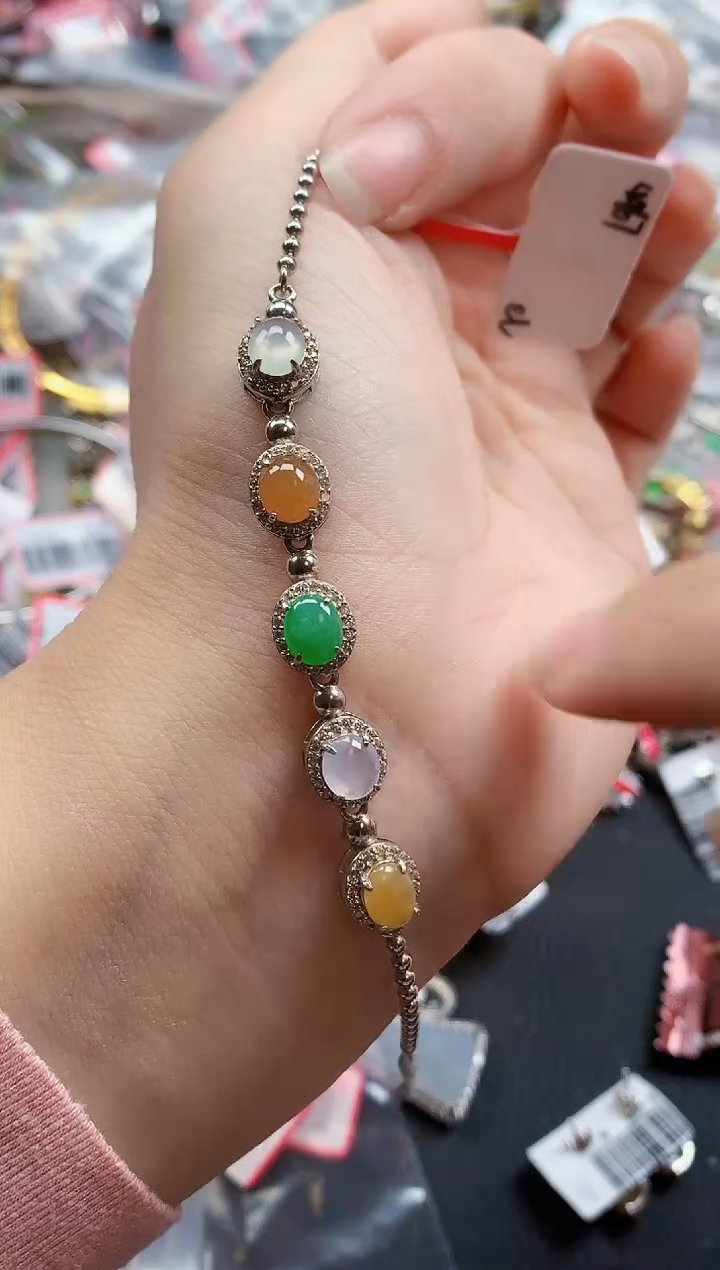 银S925镶嵌戒指翡翠天然A货缅甸翡翠