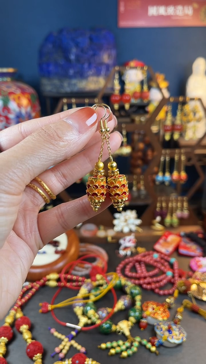 【闪购商品】龙鳞珐琅景泰蓝耳钩