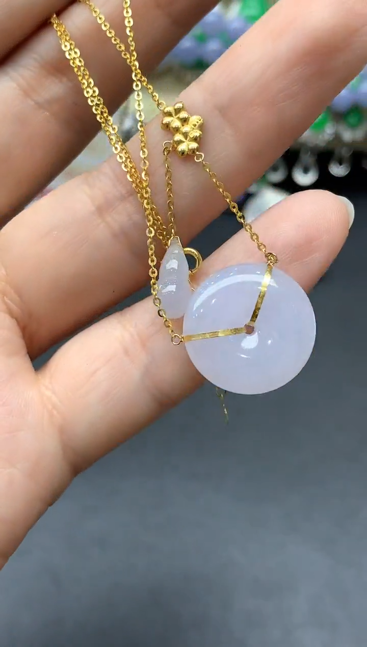 颈饰18K金镶嵌翡翠454-中国好珍宝