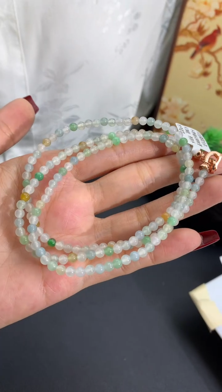 未镶嵌手串翡翠多宝项链 卡3.8mm