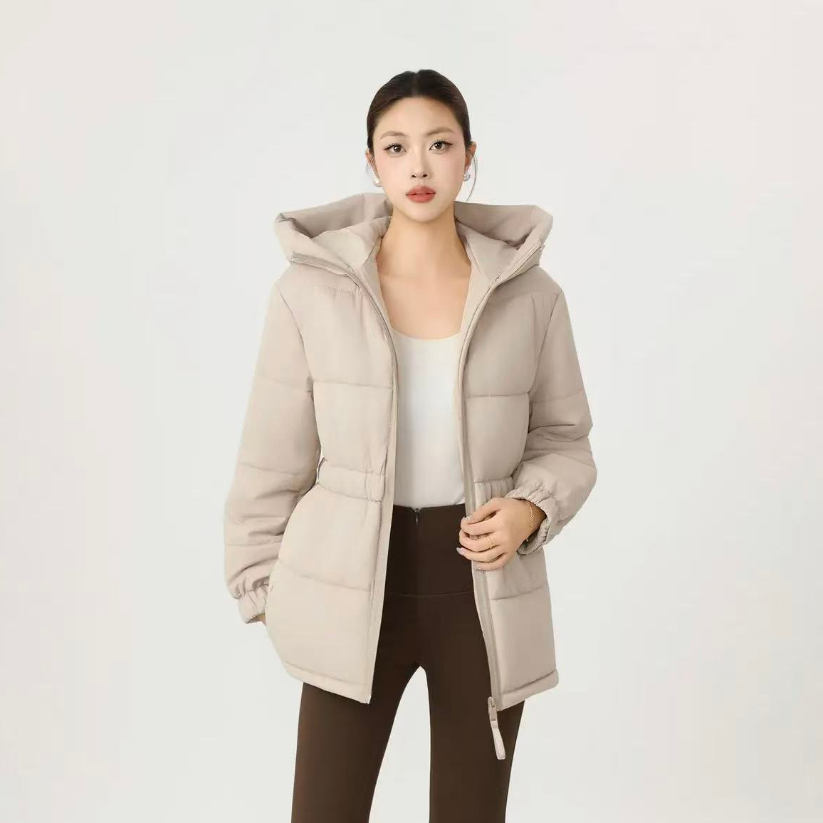 GIRDEAR/哥弟「奶杏温婉」秋冬时尚轻奢气质百搭外套保暖棉服140027
