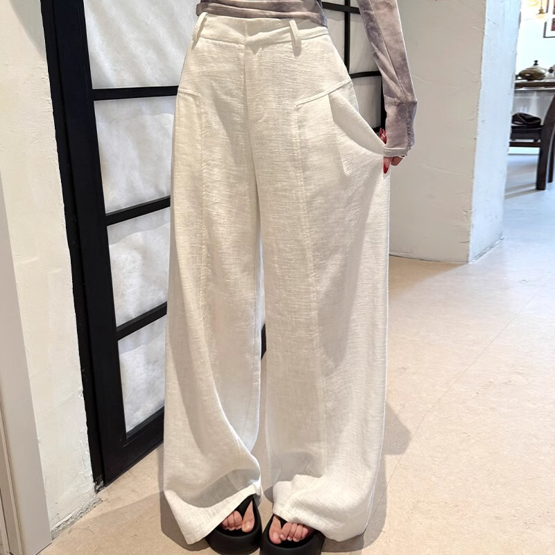 复古阔腿裤女秋冬加厚慵懒风垂感软糯休闲直筒裤