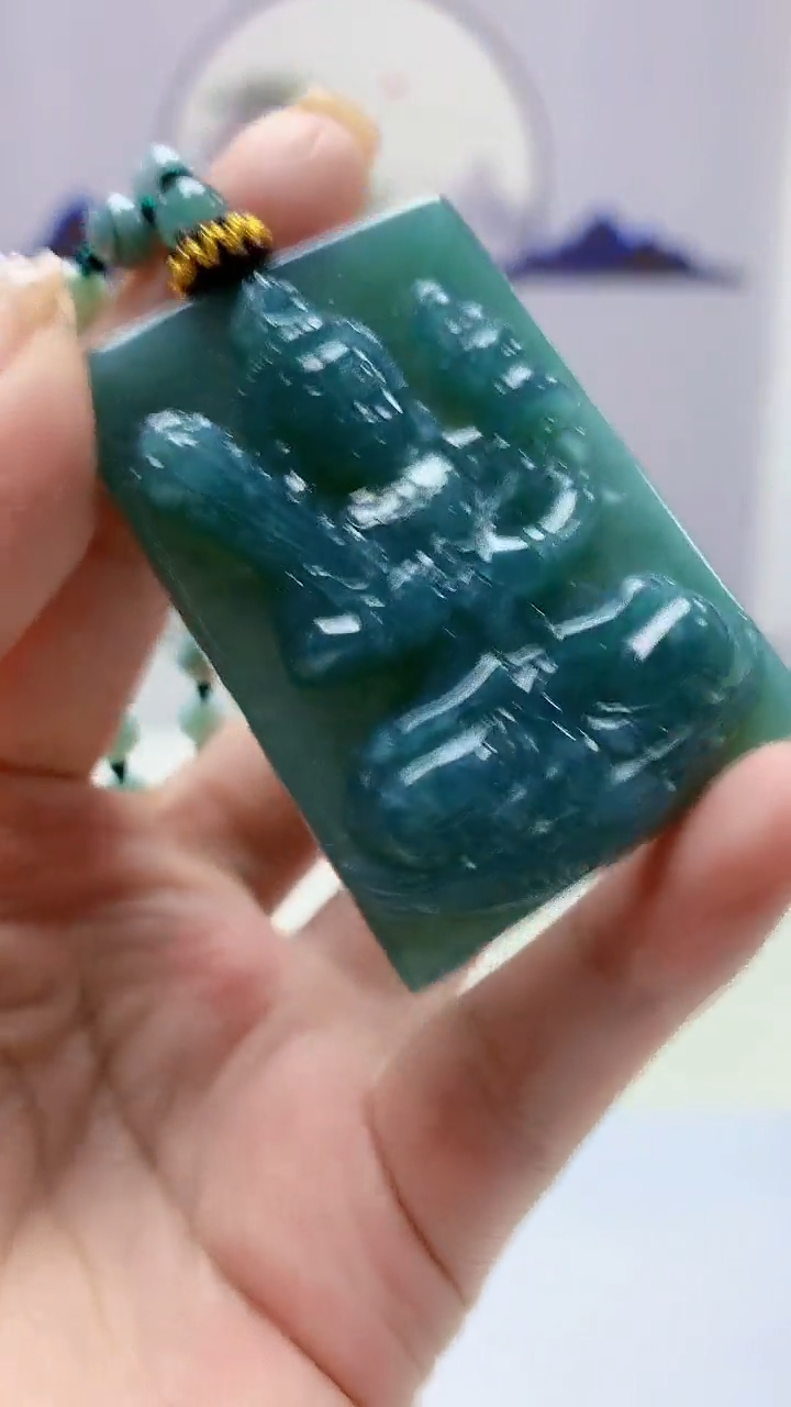 【闪购商品】定制翡翠未镶嵌4969ms-毛货佛赠珠链35