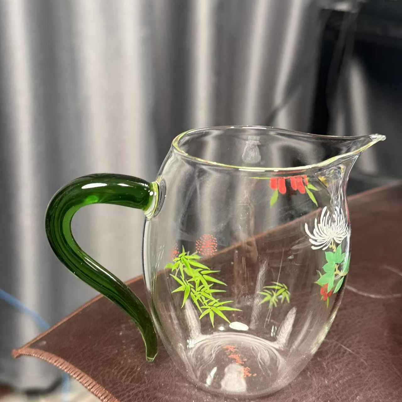 微瑕福利菊花玻璃公道杯