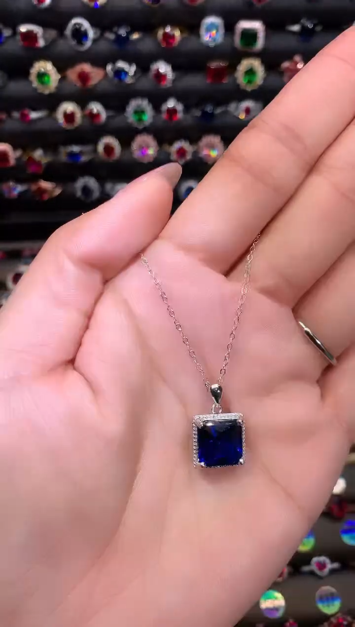 【闪购商品】蓝宝石颈饰银S925镶嵌10