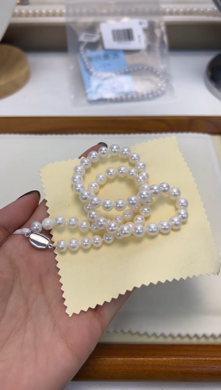 颈饰银S925镶嵌淡水珍珠6.5-7.5MM无核