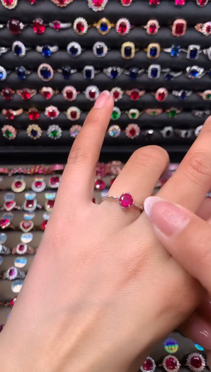 【闪购商品】红宝石戒指银S925镶嵌白