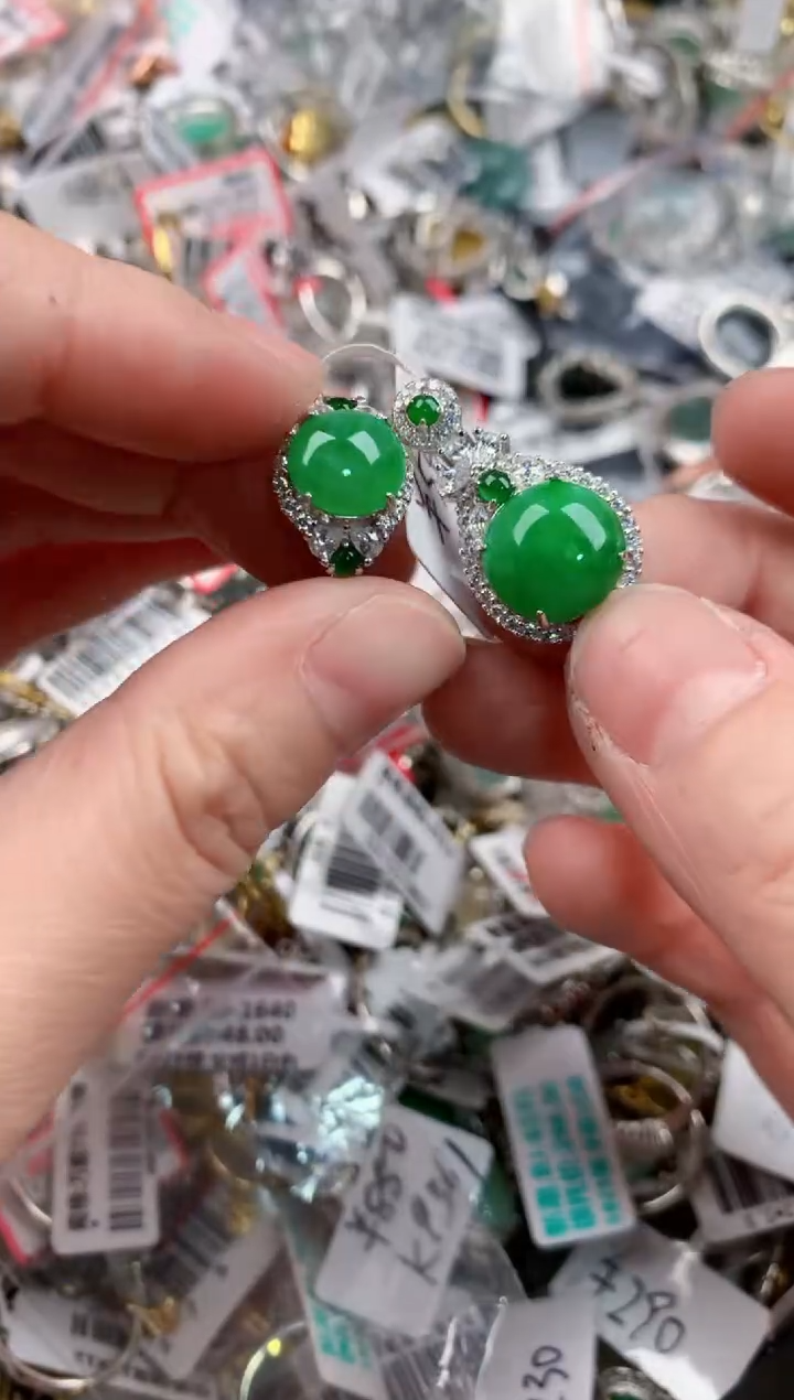 银S925镶嵌戒指翡翠14          1