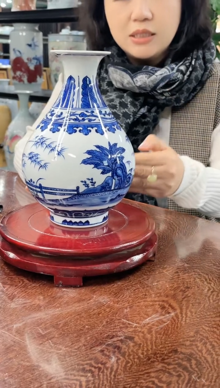 【闪购商品】青花岁寒三友玉壶春赏瓶