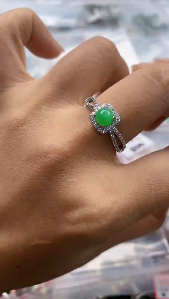 银S925镶嵌戒指翡翠555                     7