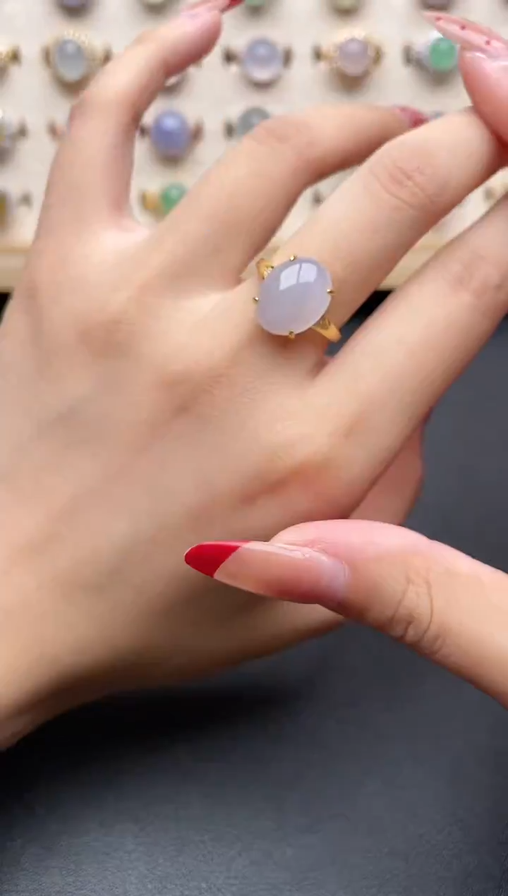 【闪购商品】翡翠戒指银S925镶嵌一物一证一礼盒