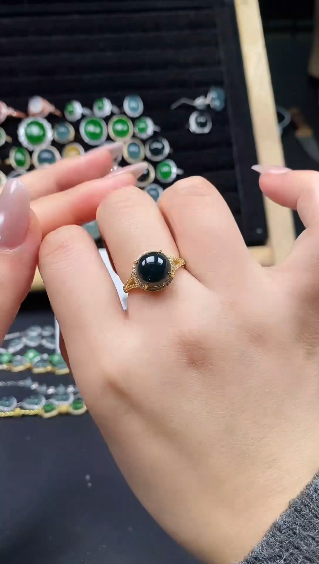 银S925镶嵌戒指翡翠111