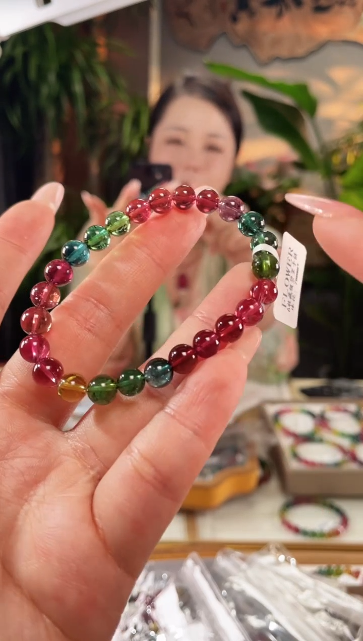 未镶嵌手链碧玺巴西老矿碧玺手链单圈7mm+