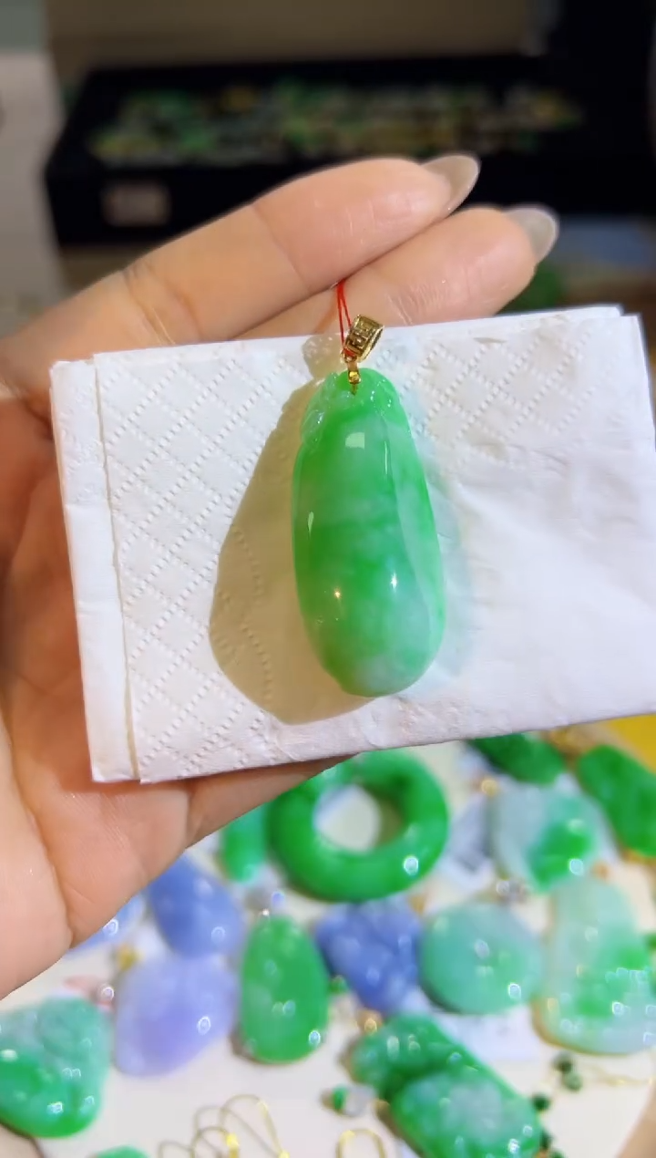 【闪购商品】翡翠颈饰18K金镶嵌Q缅料A货翡翠/支持复检/一件