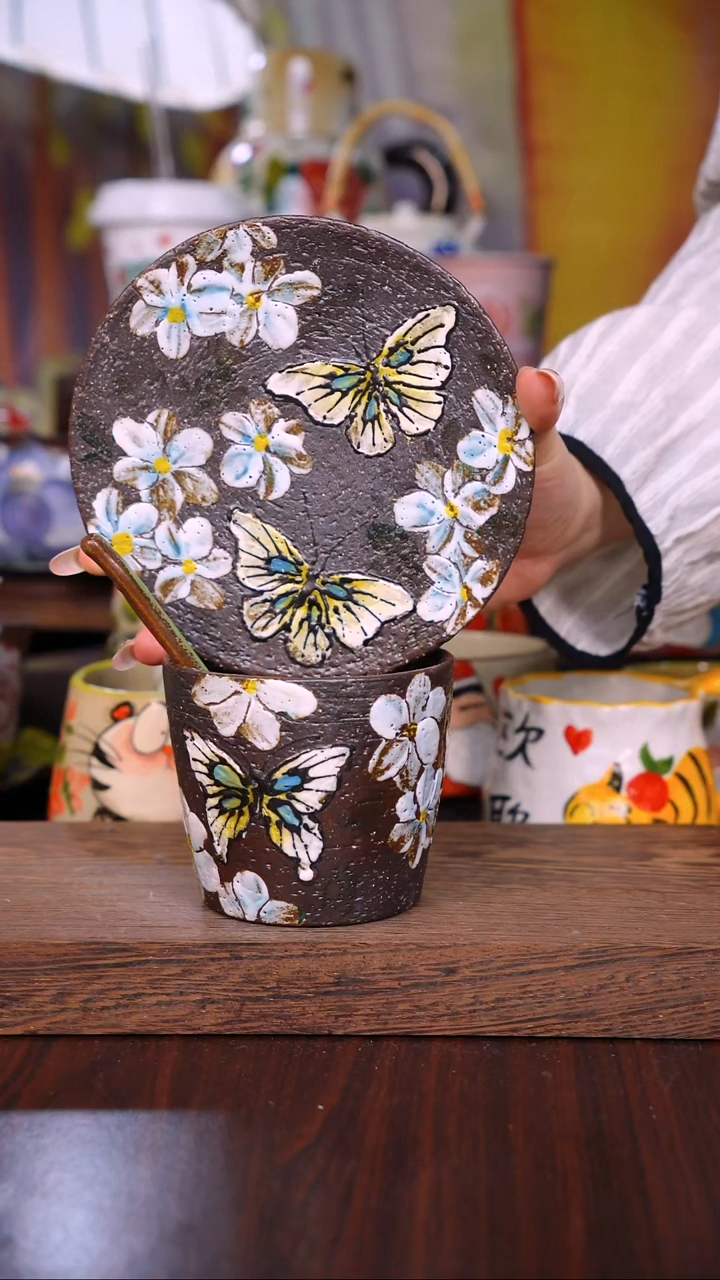 杯子陶泥垚手作 景德镇手工手绘陶瓷器物