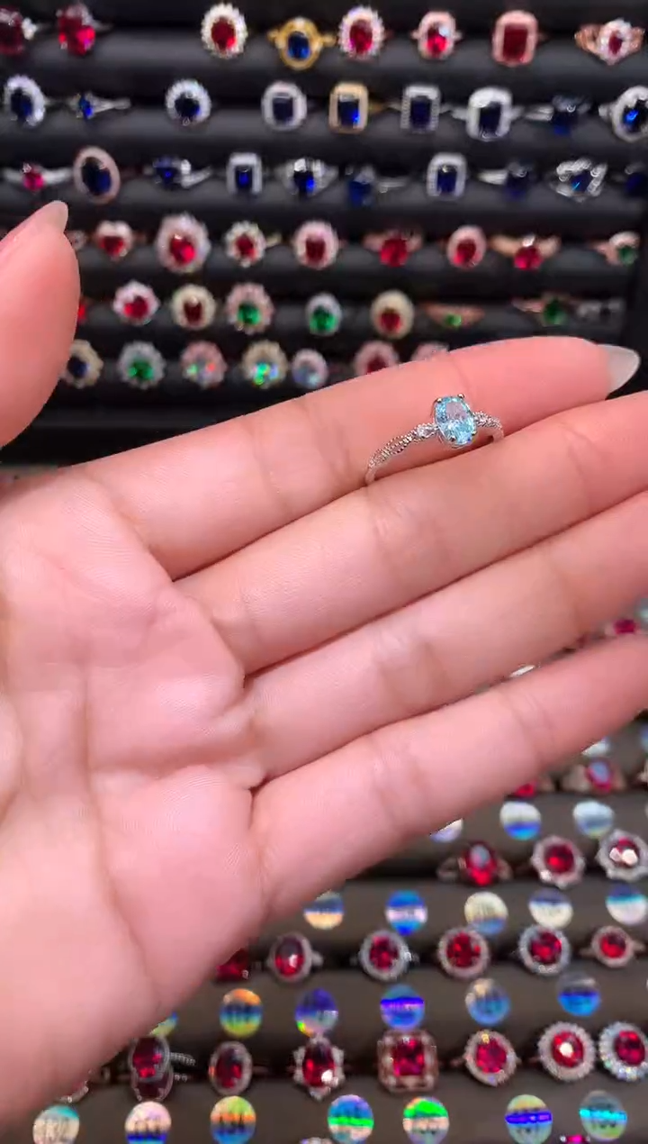 【闪购商品】海蓝宝石戒圈银S925镶嵌111