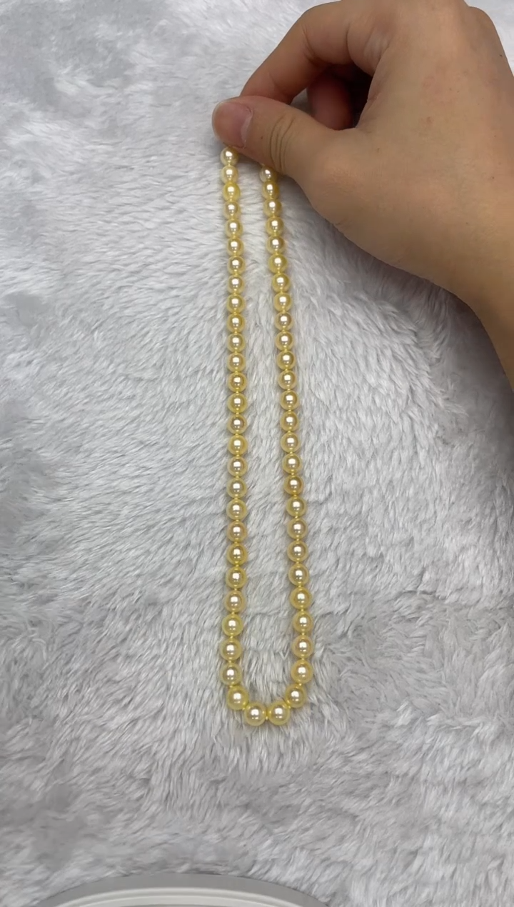 项链银S925镶嵌海水珍珠AK羽皇金7-7.5mm
