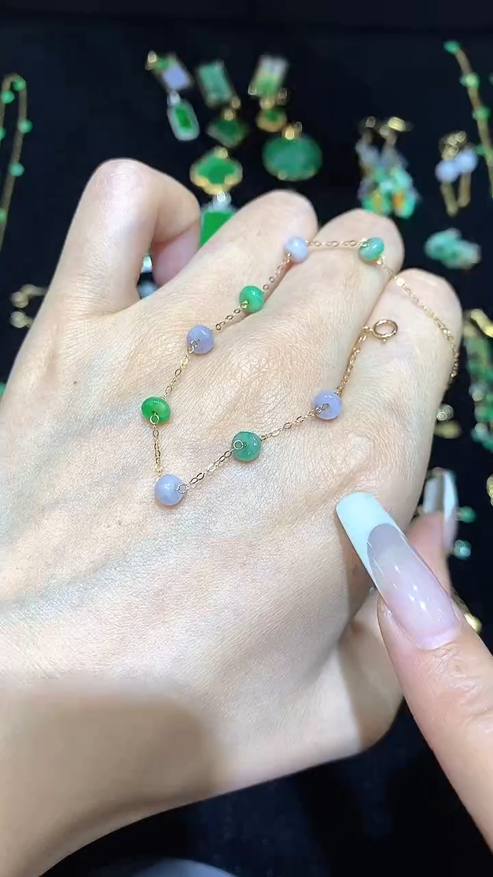 18K金镶嵌手链翡翠翡翠手链ZJH