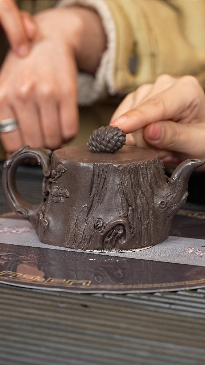 【闪购商品】紫砂茶壶HT 天青  松果树桩 