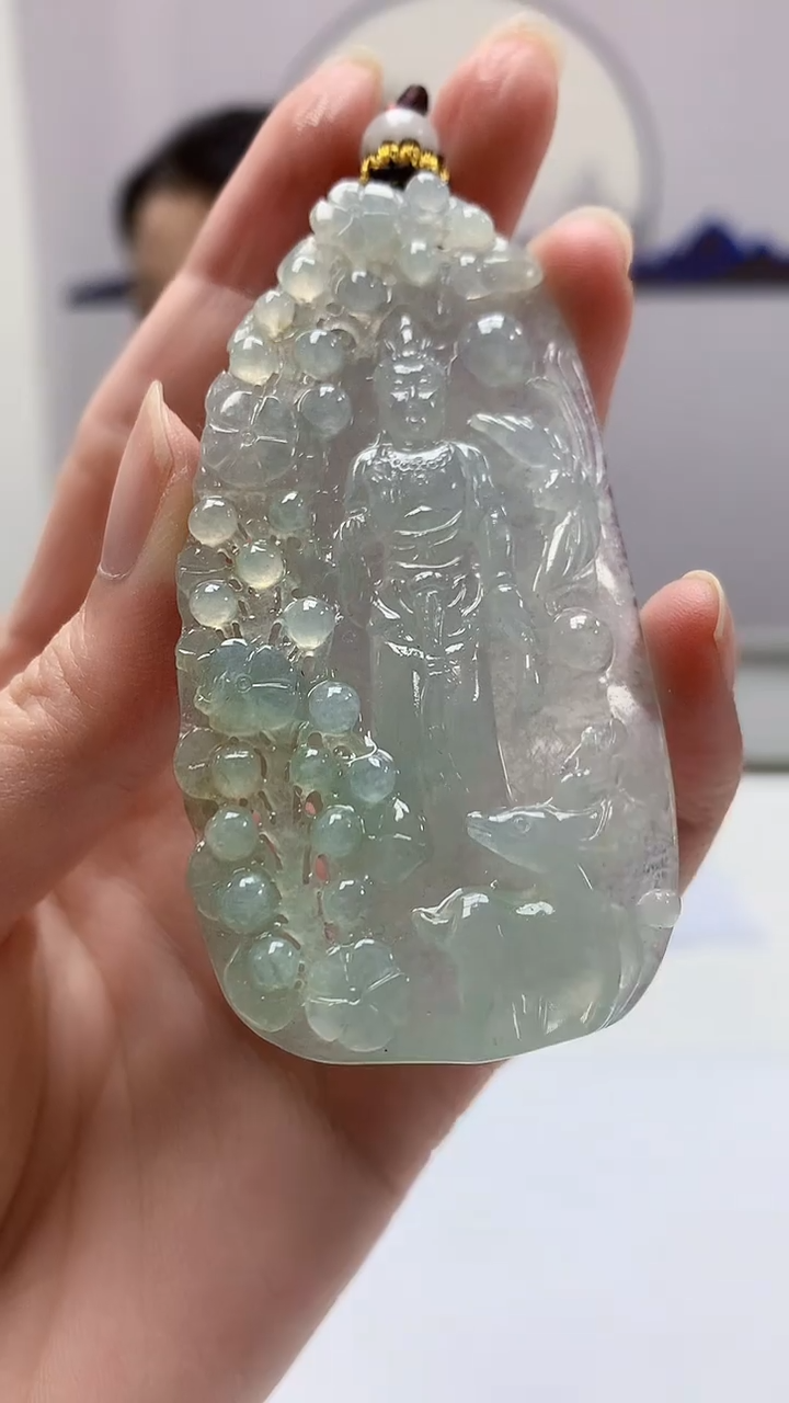 【闪购商品】定制翡翠未镶嵌4902zm-毛货挂件134观音