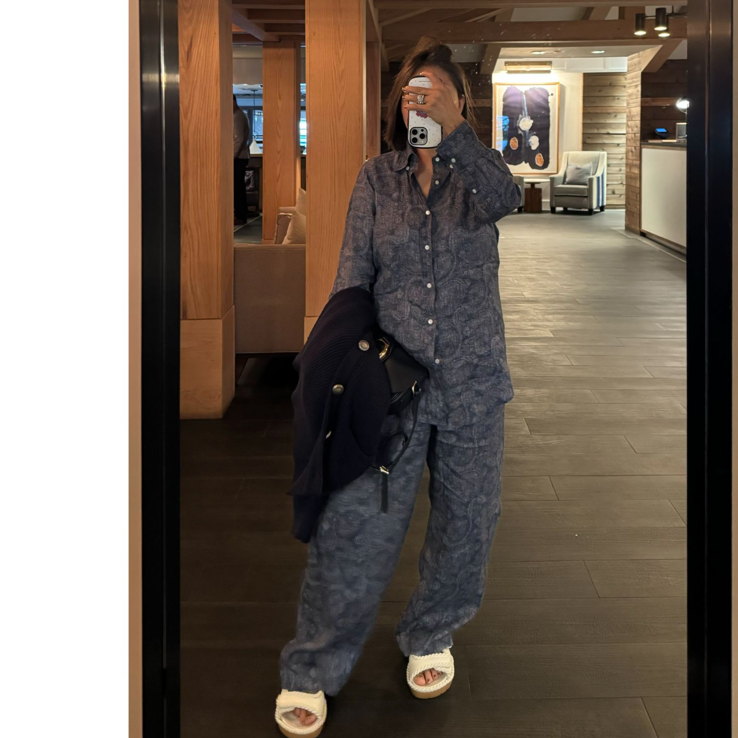 COCOLINDA‘腰果花’100%亚麻女款定制宽松直筒长裤 P1772