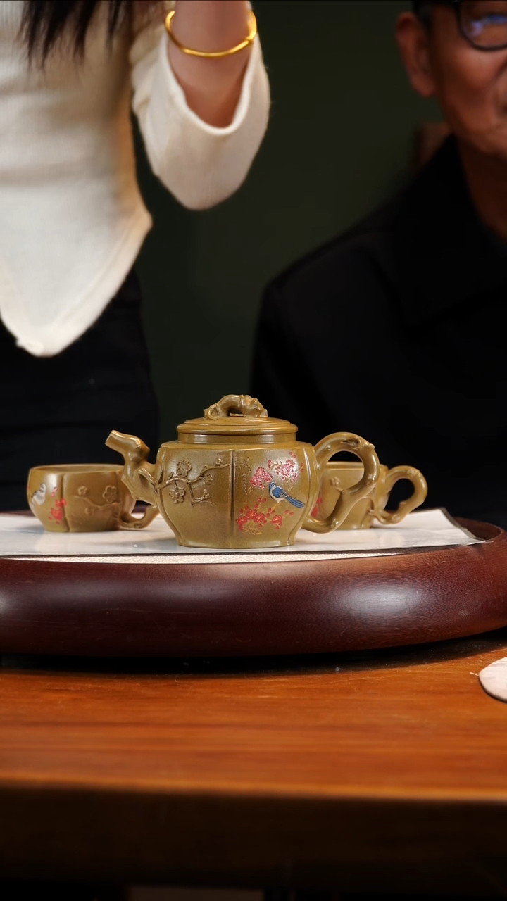 GHR36古玉沉香泥梅竹双清套组300cc两杯