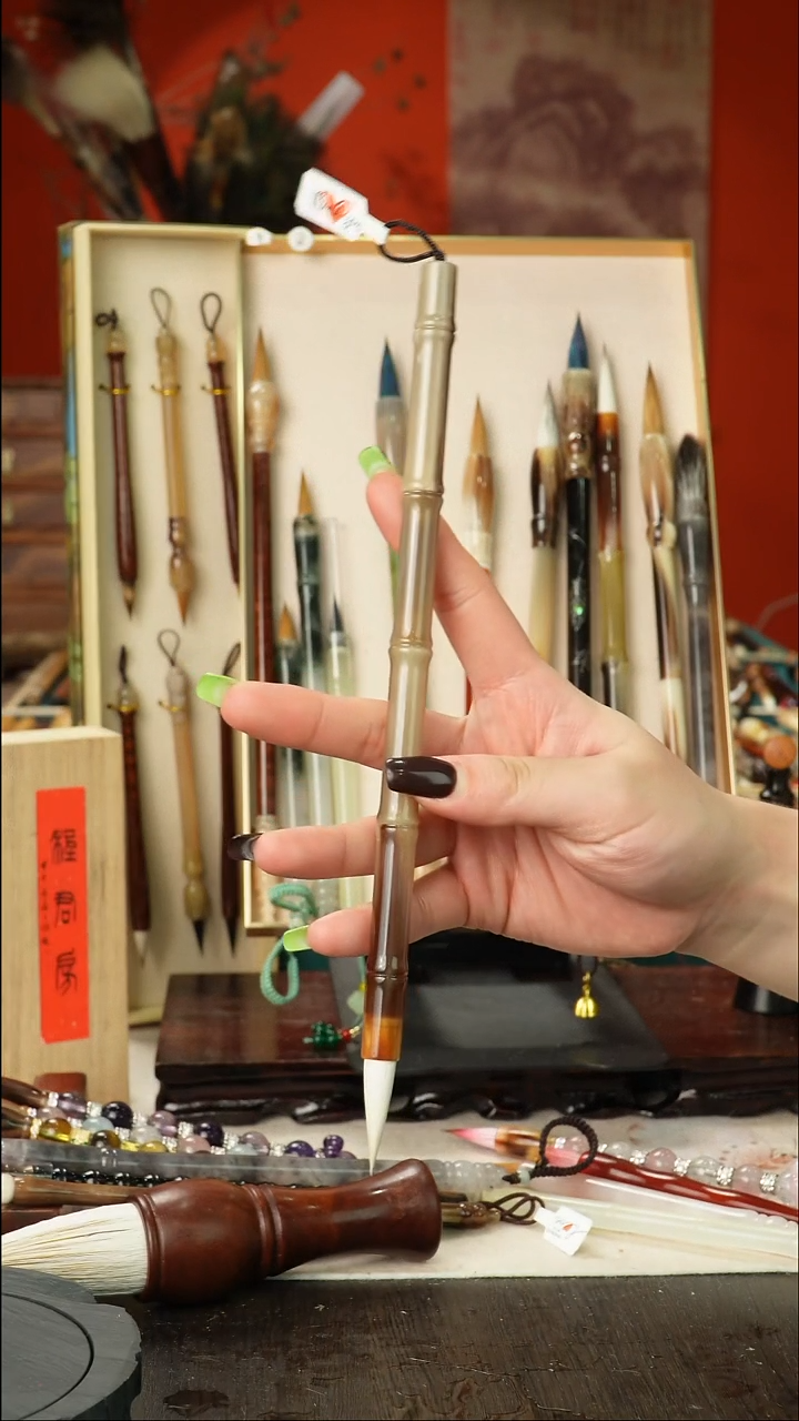 孤品高货毛笔链接 清水试笔 蘸墨不退