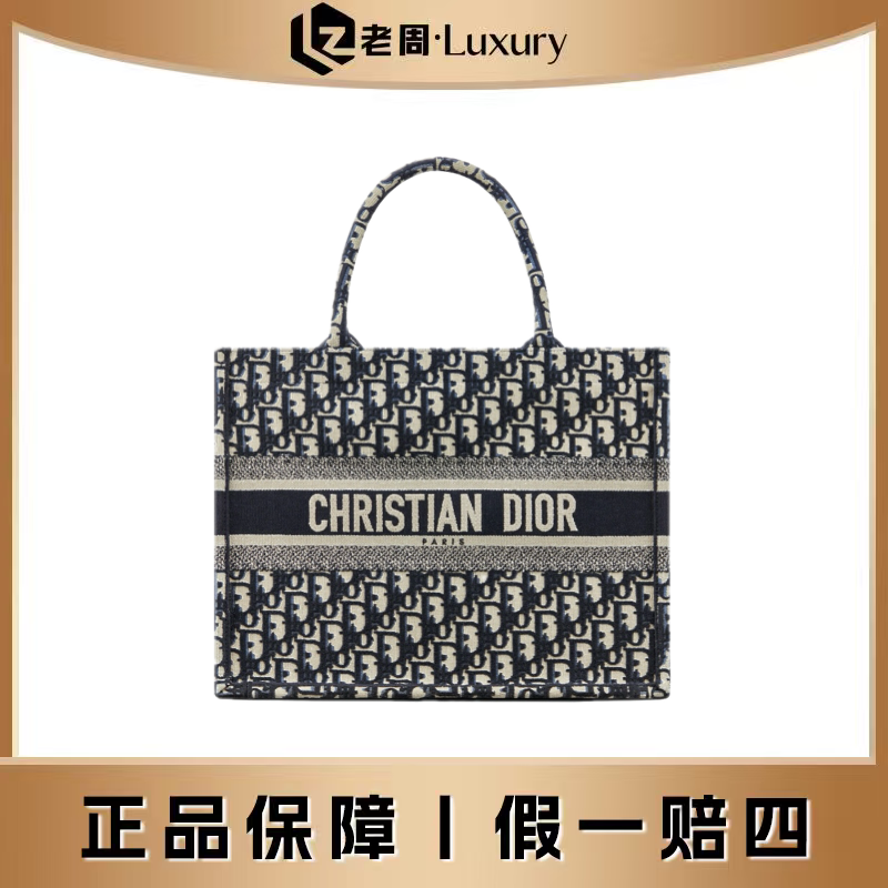 99新 DIOR/迪奥 老花中号托特刺绣/托特包